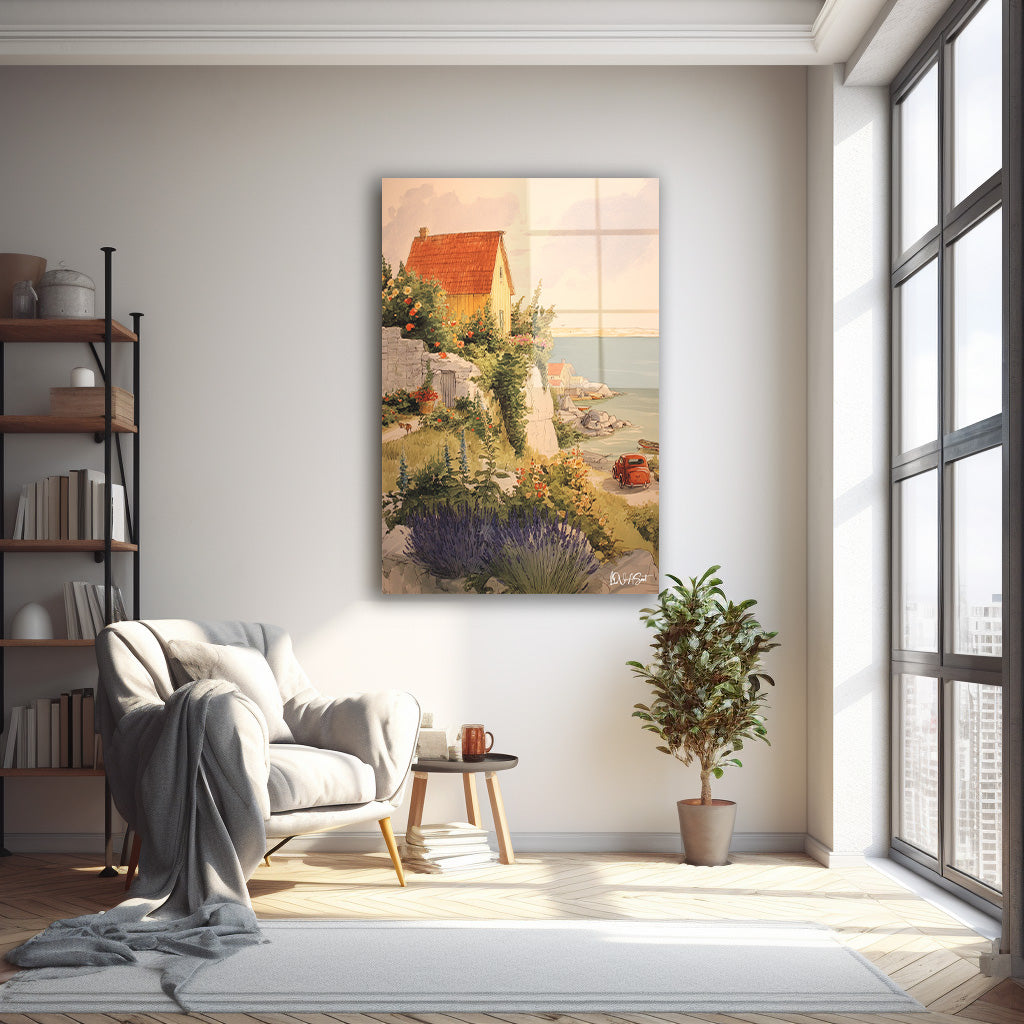 Deniz Kenarı Evi cam tablo — farklı açıdan görünüm
