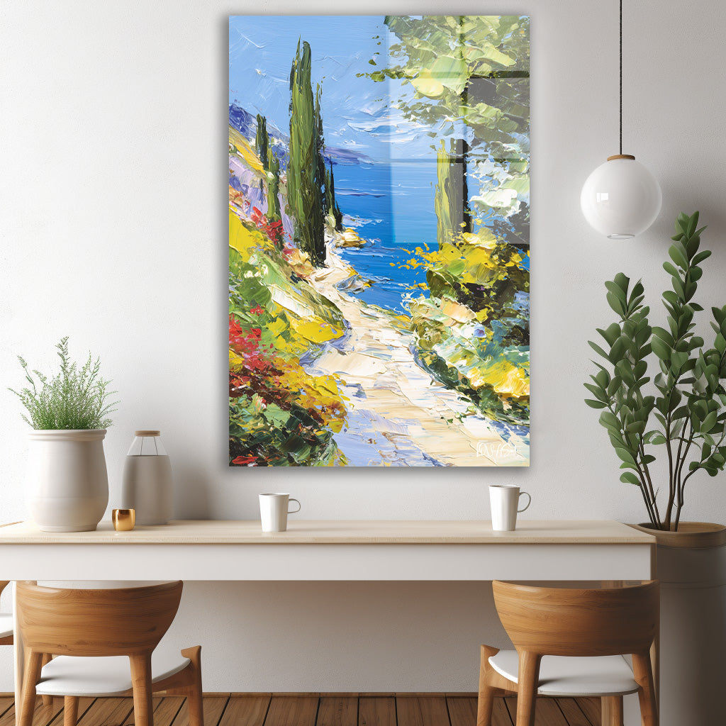 Denize İnen Patika cam tablo — iç mekân uygulama örneği