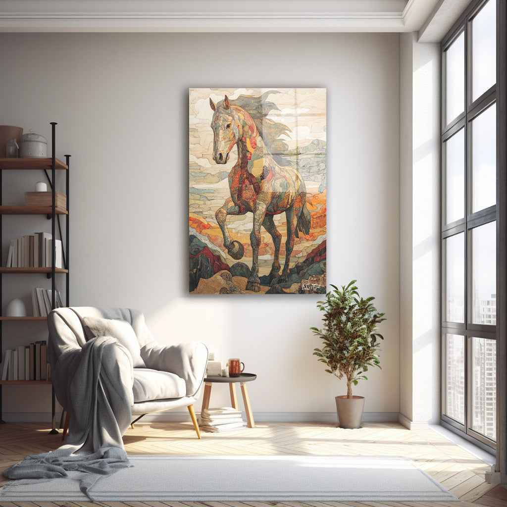 Desenli At cam tablo — farklı açıdan görünüm