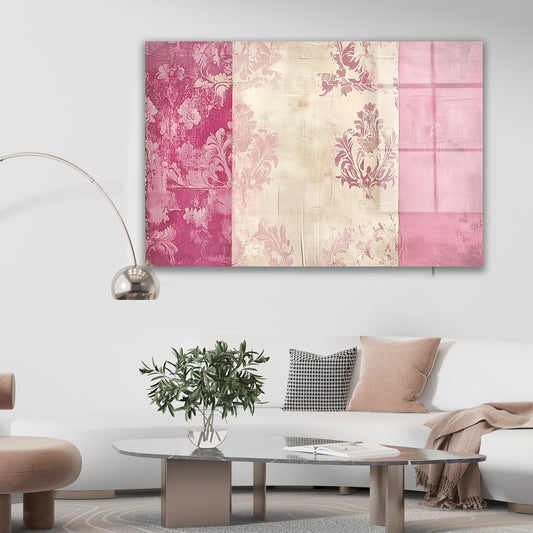 Desenli Pembe Duvar cam tablo — farklı açıdan görünüm