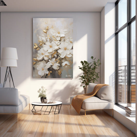Elegant Kardeşler kanvas tablo — çiçek temalı duvar dekorasyonu