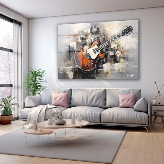 Elektro Gitar Soyutu cam tablo — farklı açıdan görünüm