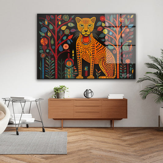 Folklorik Leopar cam tablo — farklı açıdan görünüm