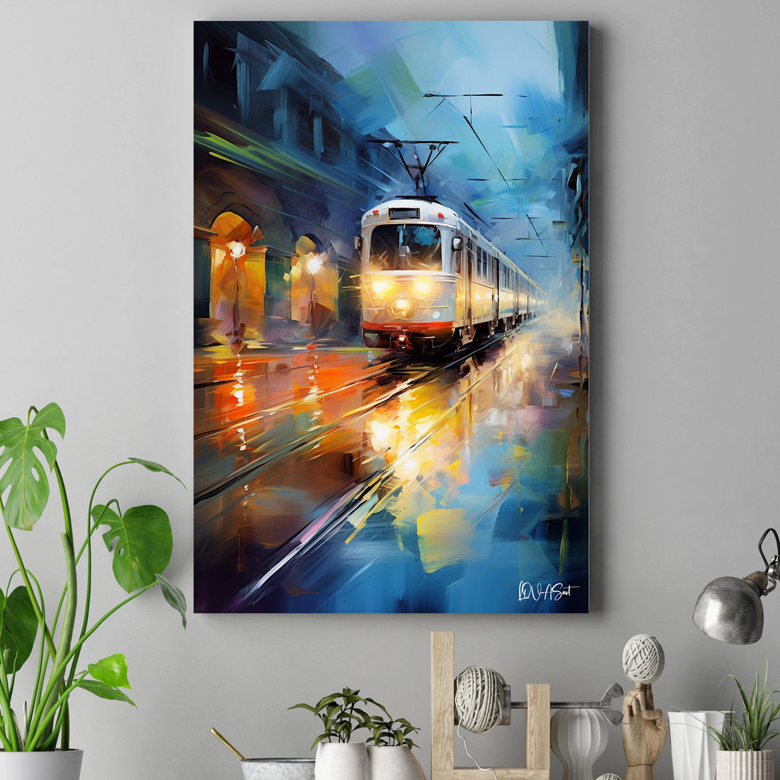 Gece Tramvayı 3 kanvas tablo — farklı açıdan görünüm