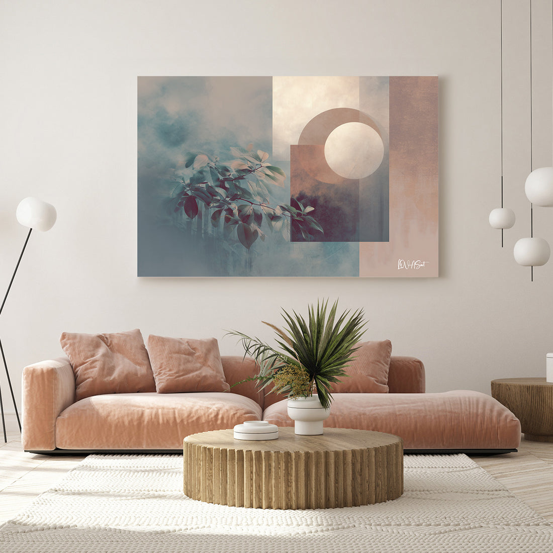 Geometrik Çiçek Kompozisyonu kanvas tablo — farklı açıdan görünüm