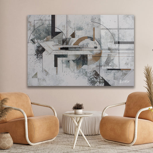 Geometrik Çizgiler cam tablo — duvarda dekorasyon görünümü