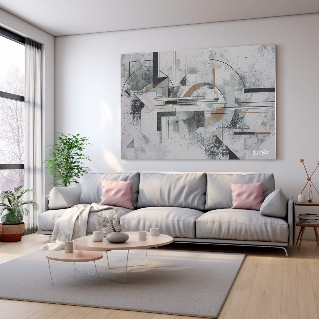 Geometrik Çizgiler kanvas tablo — duvarda dekorasyon görünümü