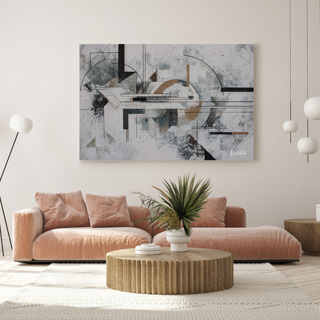 Geometrik Çizgiler kanvas tablo — farklı açıdan görünüm