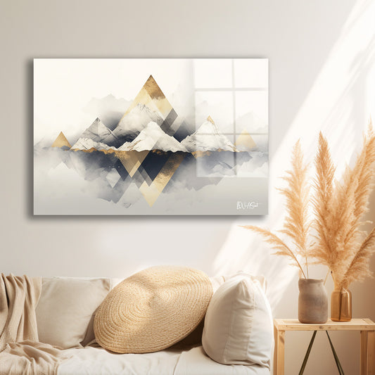 Geometrik Dağlar cam tablo — farklı açıdan görünüm