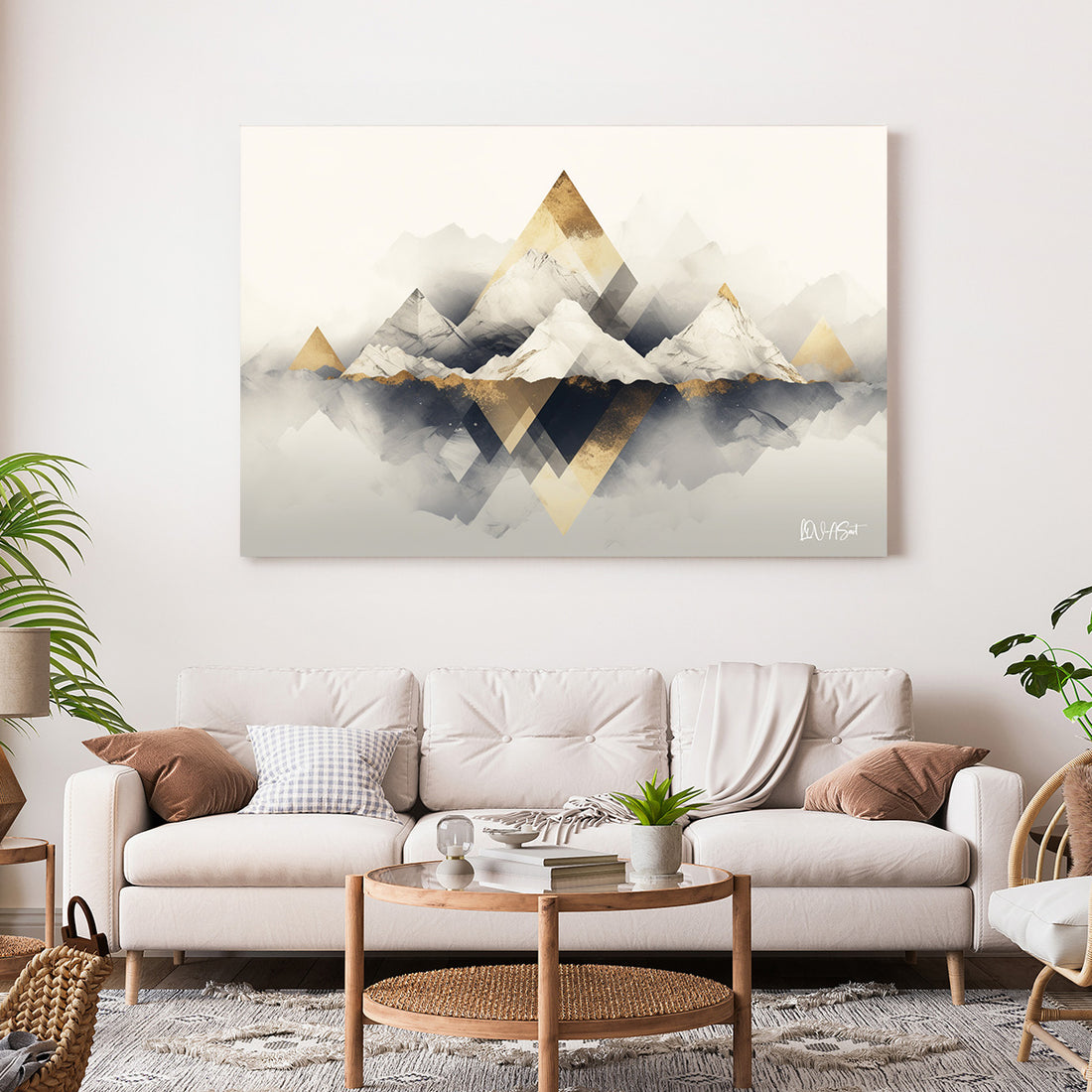 Geometrik Dağlar kanvas tablo — farklı açıdan görünüm