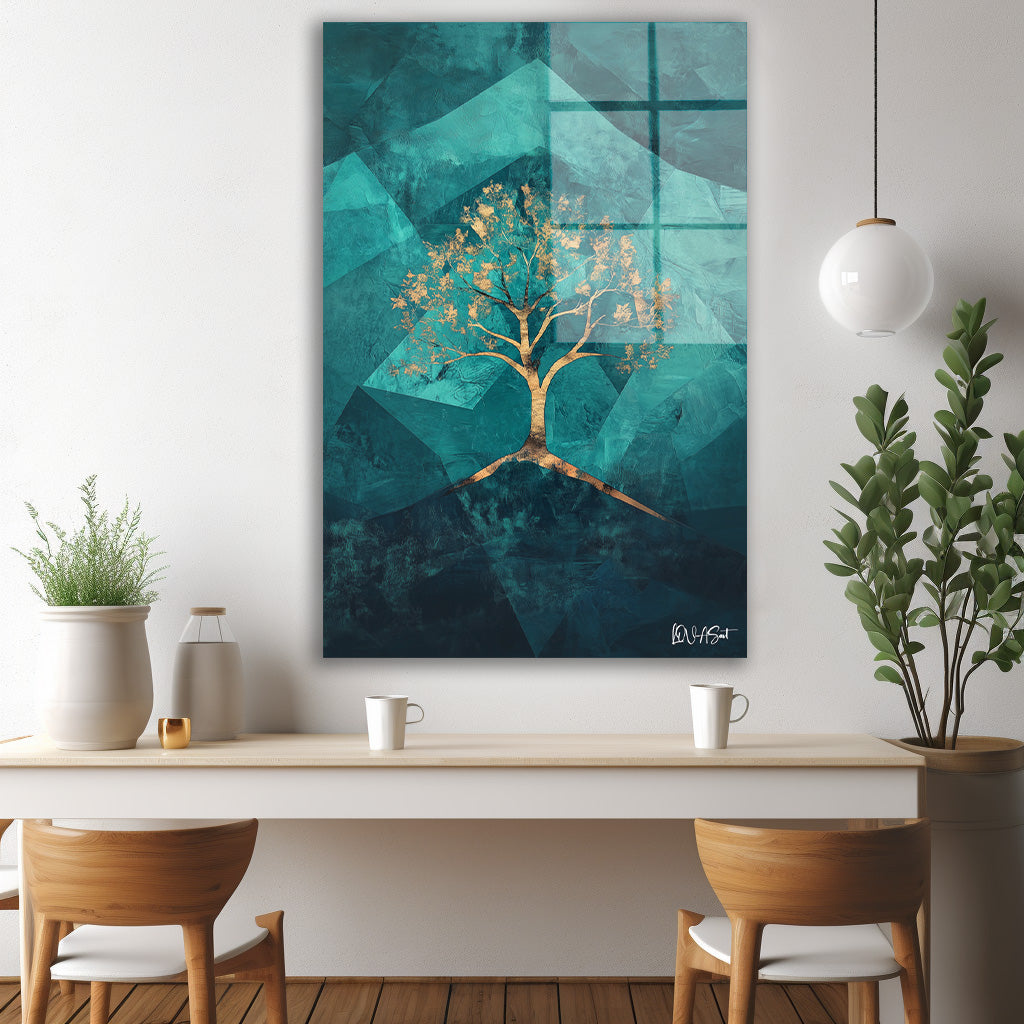 Geometrik Desenler cam tablo — iç mekân uygulama örneği