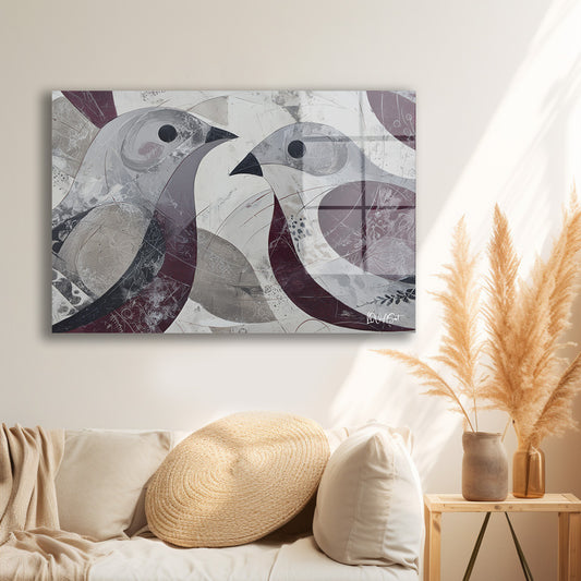 Geometrik Kuşlar 2 cam tablo — farklı açıdan görünüm