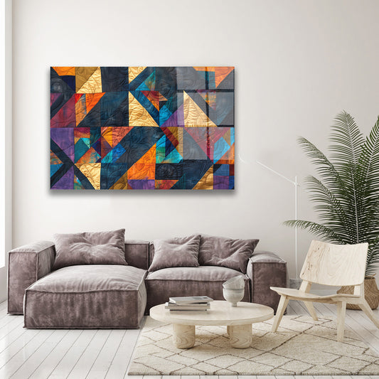 Geometrik Üçgenler cam tablo — farklı açıdan görünüm