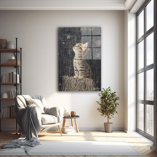 Göğe Bakan Kedi cam tablo — farklı açıdan görünüm