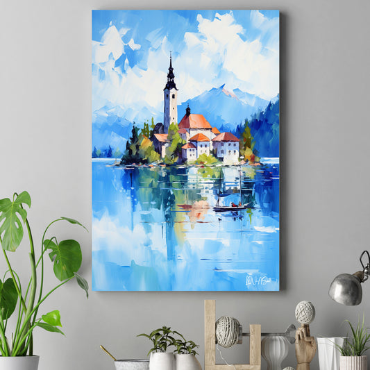 Göl Ortasında Kilise kanvas tablo — farklı açıdan görünüm