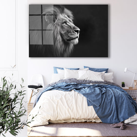 Gri Aslan Profili cam tablo — iç mekân uygulama örneği