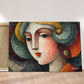 Gri Bukleli Kadın kanvas tablo — iç mekân uygulama örneği