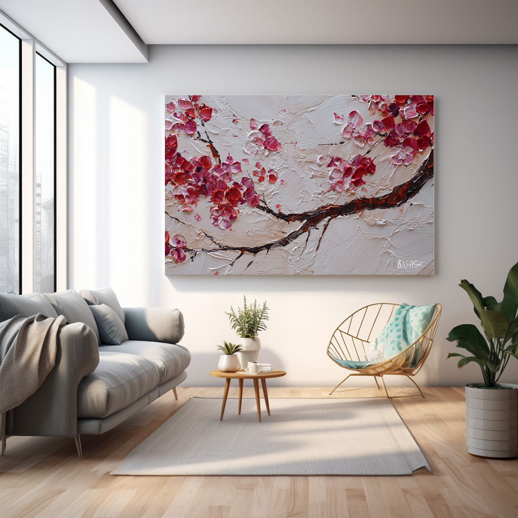 Gri Fonda Sakura kanvas tablo — farklı açıdan görünüm