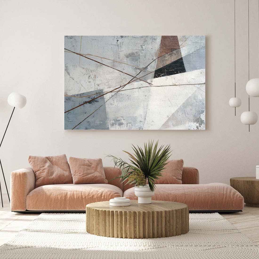 Gri Geometrik Formlar 2 kanvas tablo — farklı açıdan görünüm