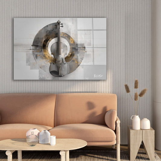 Gri Keman Soyut cam tablo — farklı açıdan görünüm