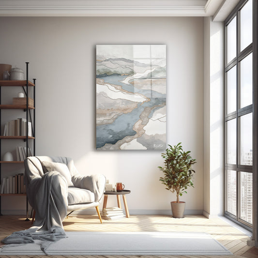 Gri Mermer Akışı cam tablo — farklı açıdan görünüm