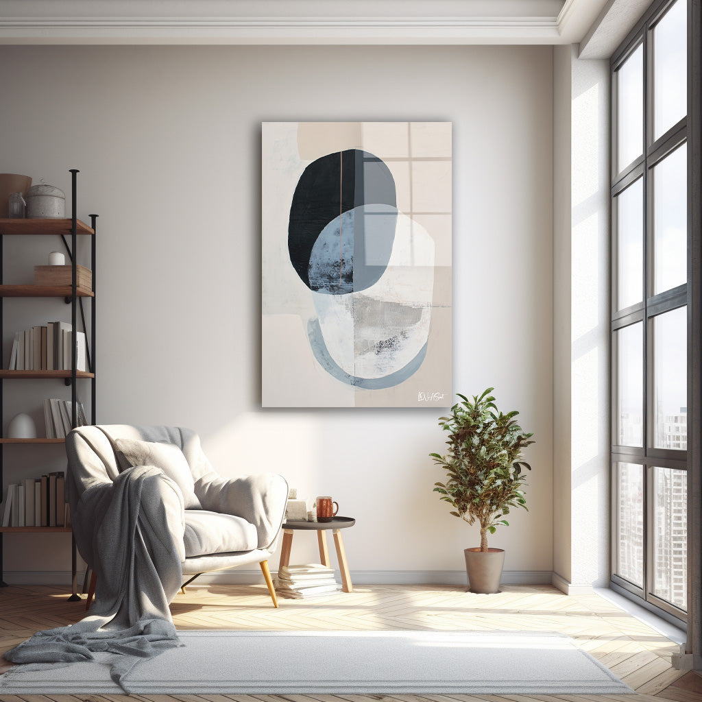 Gri Oval Formlar cam tablo — farklı açıdan görünüm