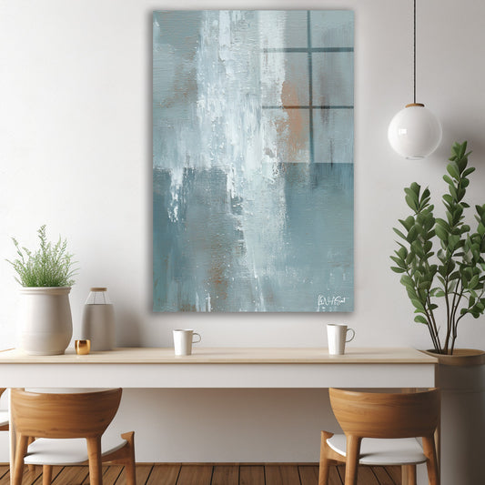 Gri Soyut cam tablo — iç mekân uygulama örneği
