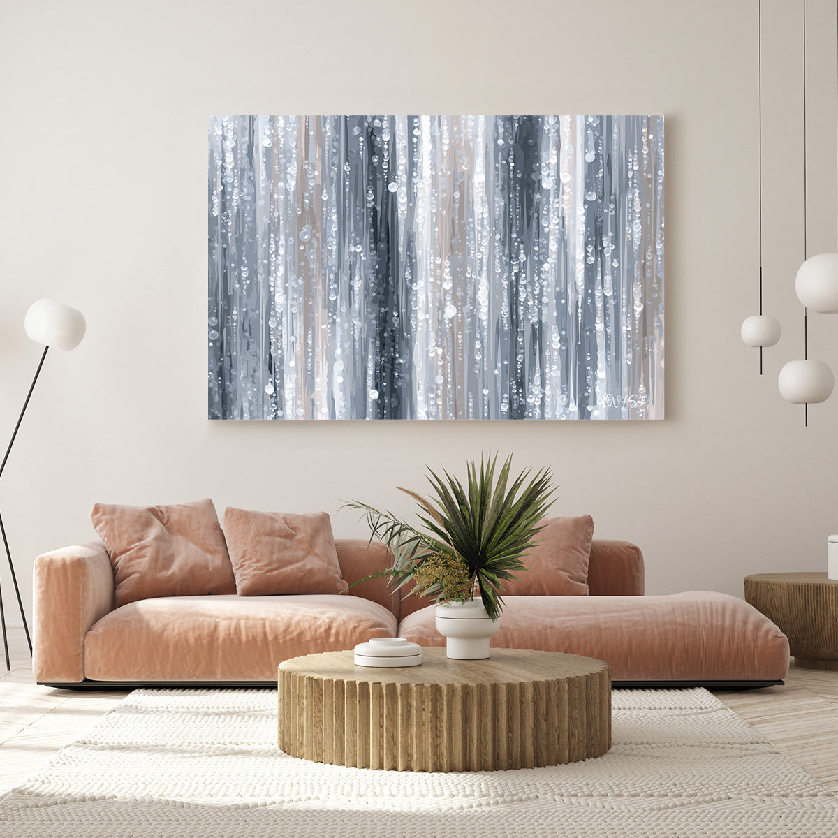 Gri Yağmur Perdesi kanvas tablo — farklı açıdan görünüm
