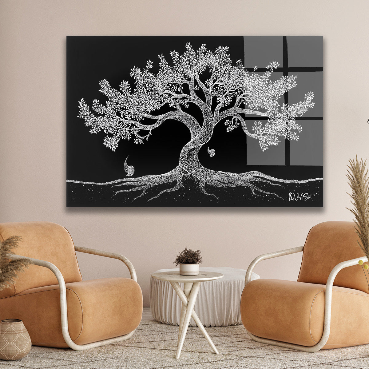 Gümüş Ağaç - Cam Tablo