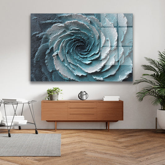 Gümüş Spiral cam tablo — iç mekân uygulama örneği