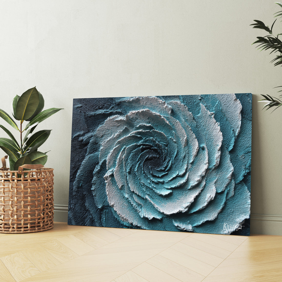 Gümüş Spiral kanvas tablo — ek dekorasyon görünümü