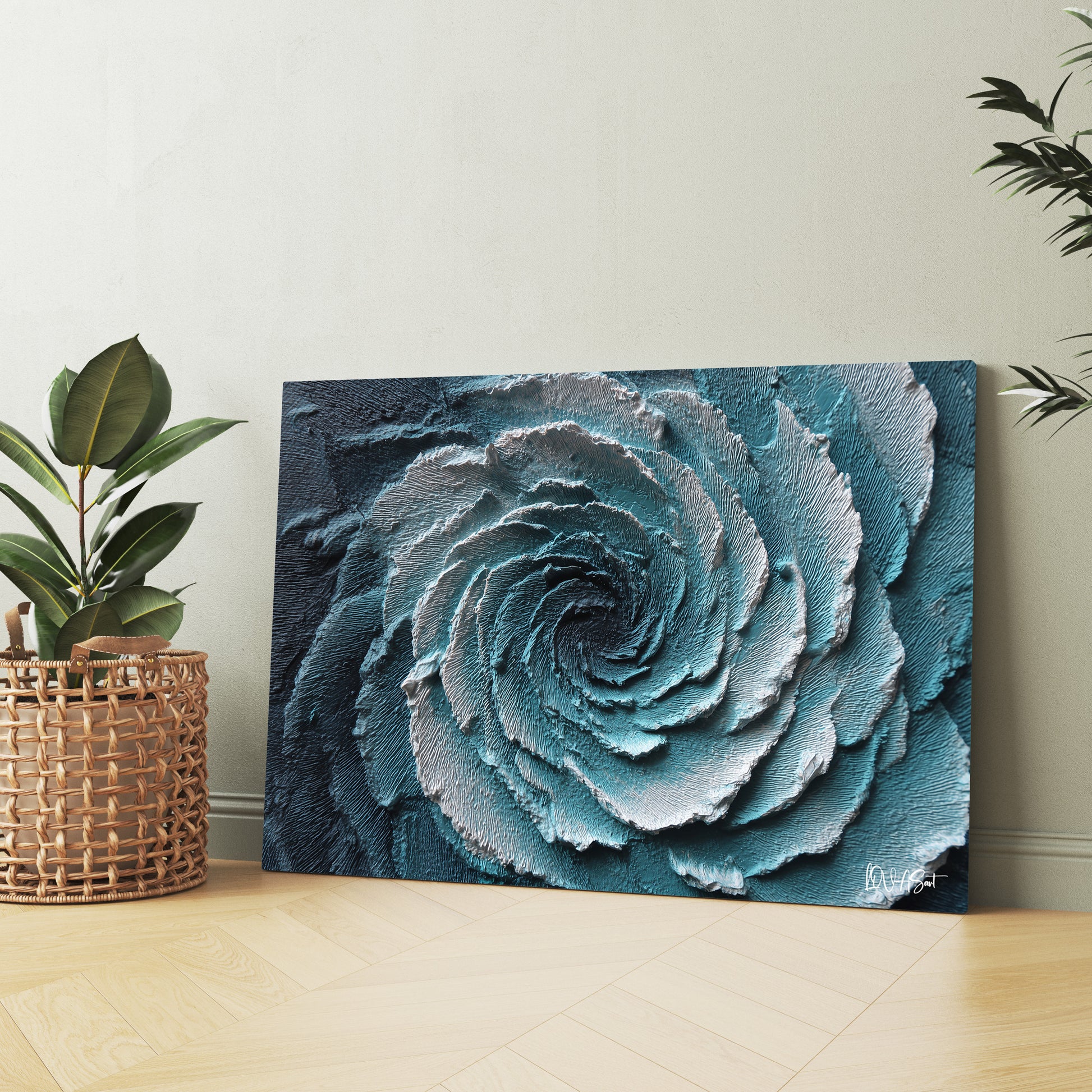 Gümüş Spiral kanvas tablo — ek dekorasyon görünümü