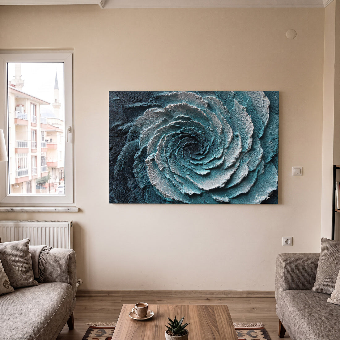 Gümüş Spiral kanvas tablo — detay görünümü