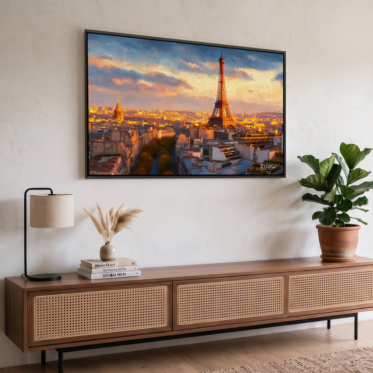 Gün Batımında Paris - Kalın Metal Çerçeveli Kanvas Tablo
