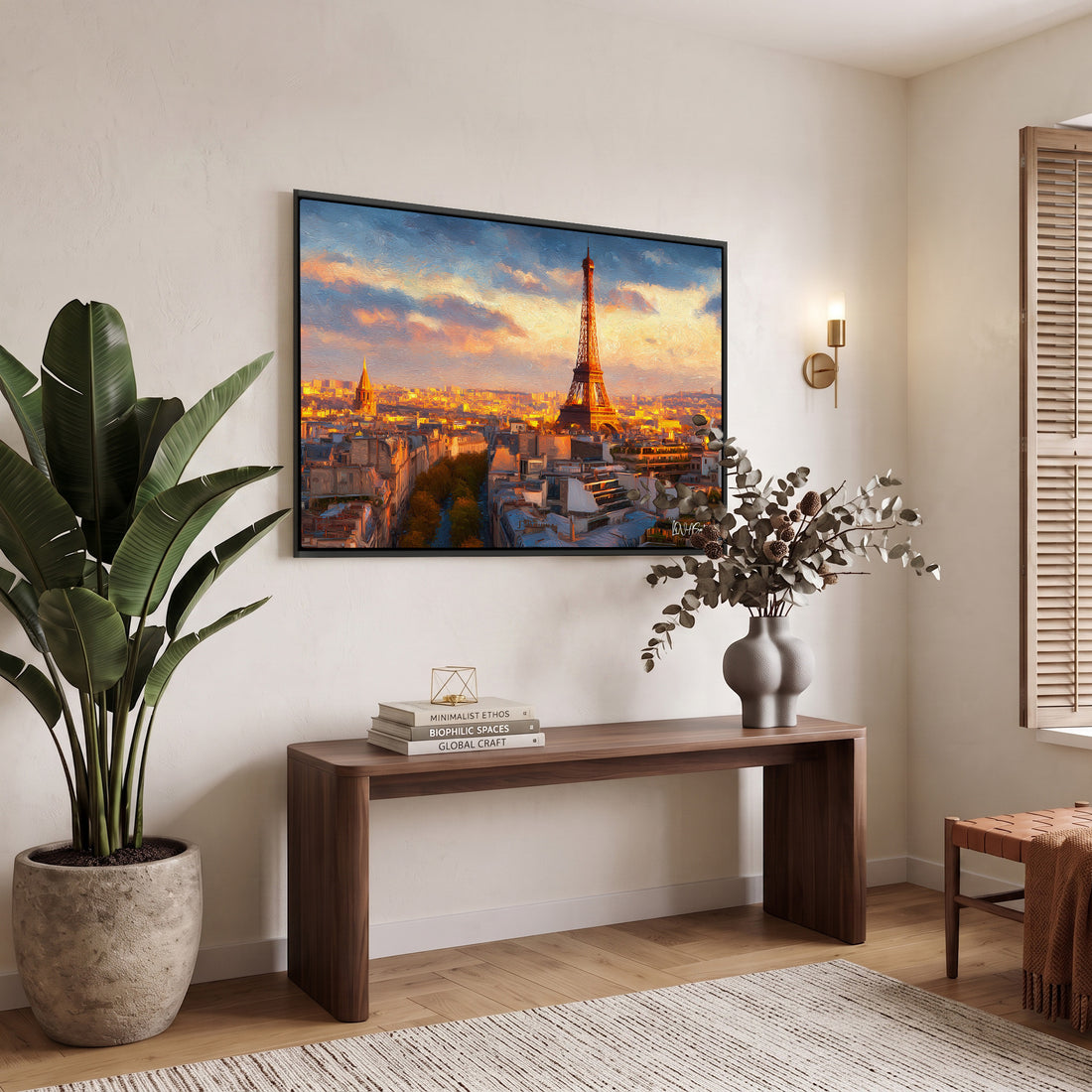 Gün Batımında Paris - Kalın Metal Çerçeveli Kanvas Tablo