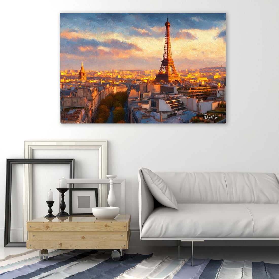Gün Batımında Paris kanvas tablo — iç mekân uygulama örneği