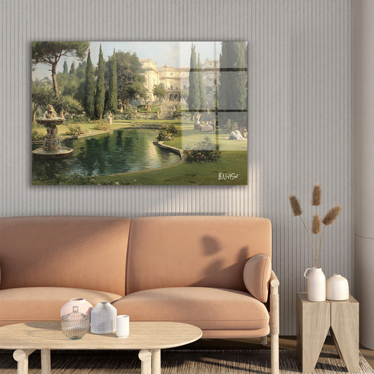 Havuzlu Villa Bahçesi cam tablo — farklı açıdan görünüm