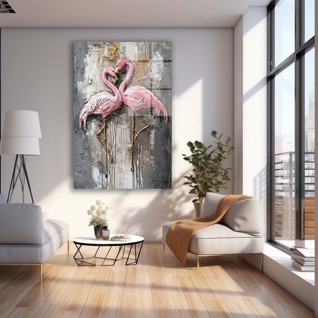 İki Flamingo cam tablo — farklı açıdan görünüm