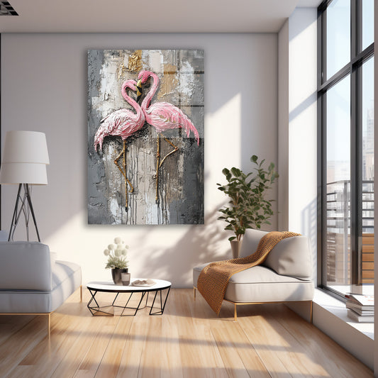 İki Flamingo cam tablo — farklı açıdan görünüm