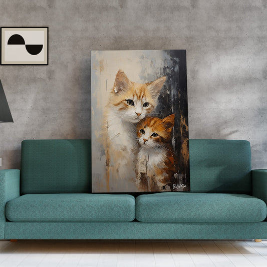 İki Yavru Kedi kanvas tablo — duvarda dekorasyon görünümü