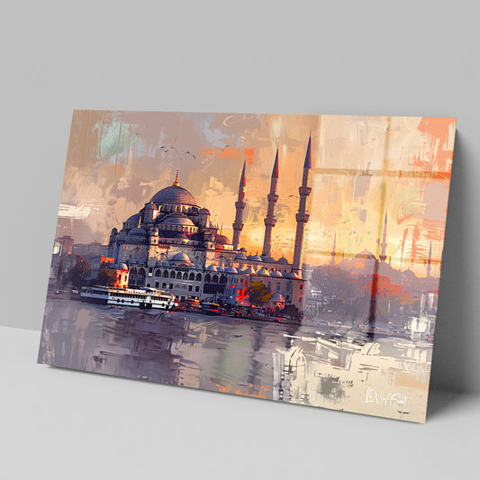 İstanbul'un Büyüsü cam tablo — iç mekân uygulama örneği