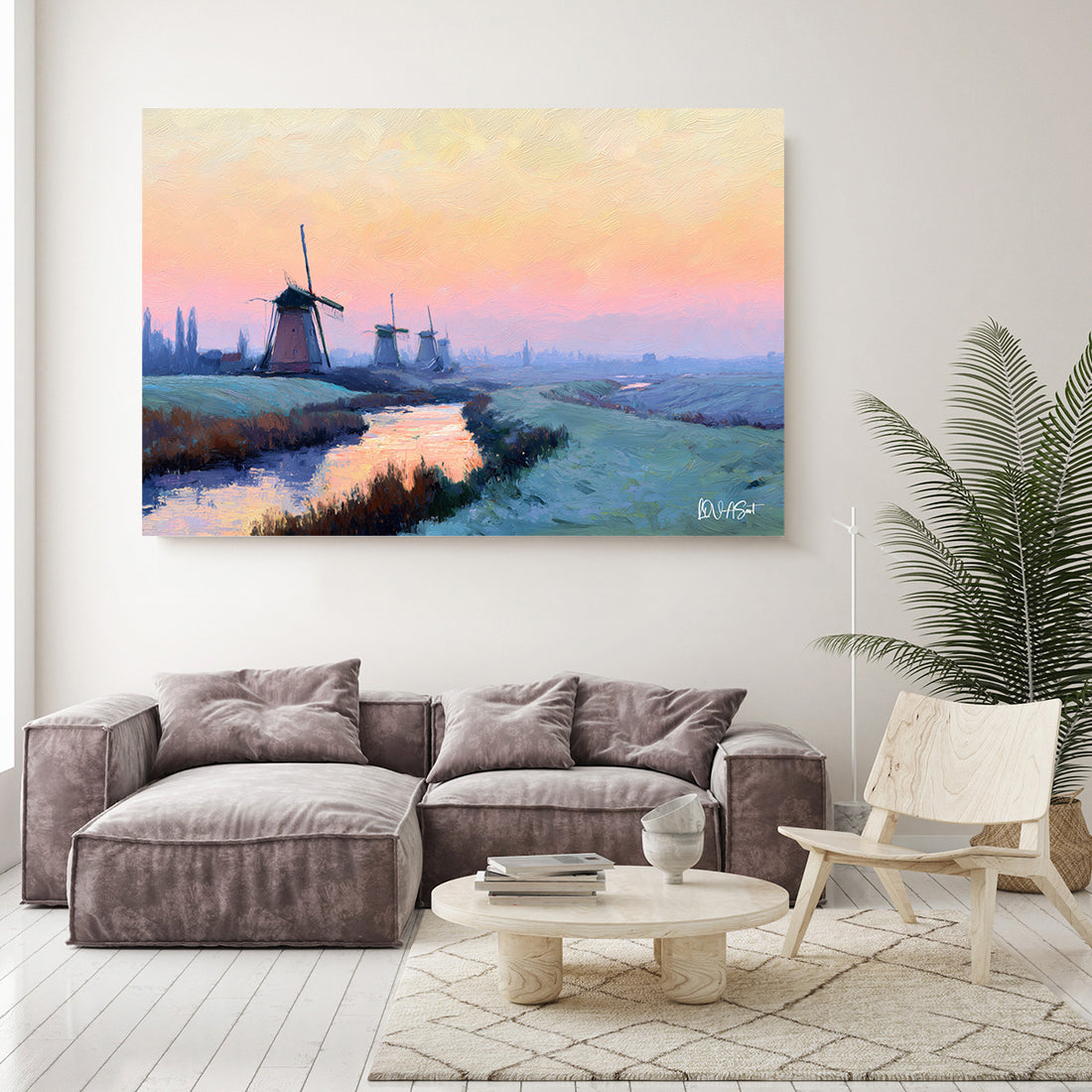 Kanal Kenarı Değirmen kanvas tablo — iç mekân uygulama örneği