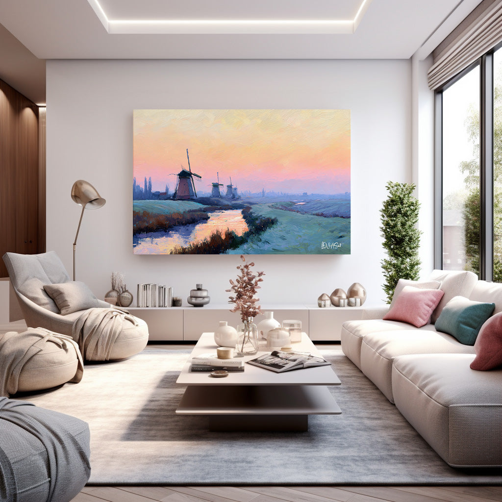 Kanal Kenarı Değirmen kanvas tablo — farklı açıdan görünüm