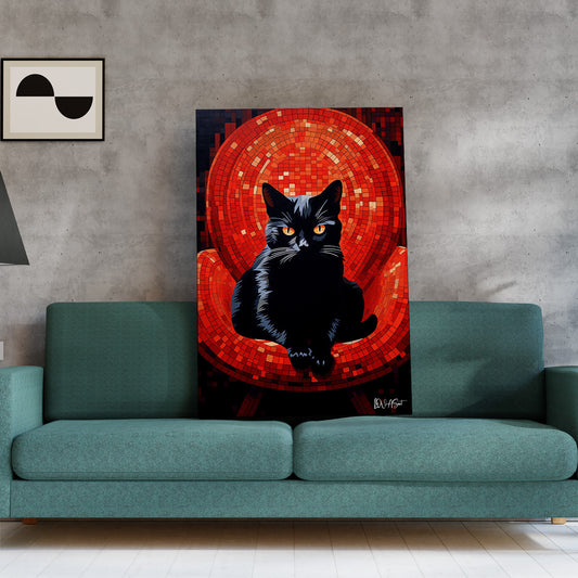 Kara Kedi kanvas tablo — duvarda dekorasyon görünümü
