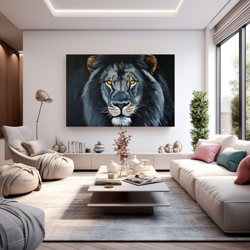 Karanlık Aslan kanvas tablo — farklı açıdan görünüm