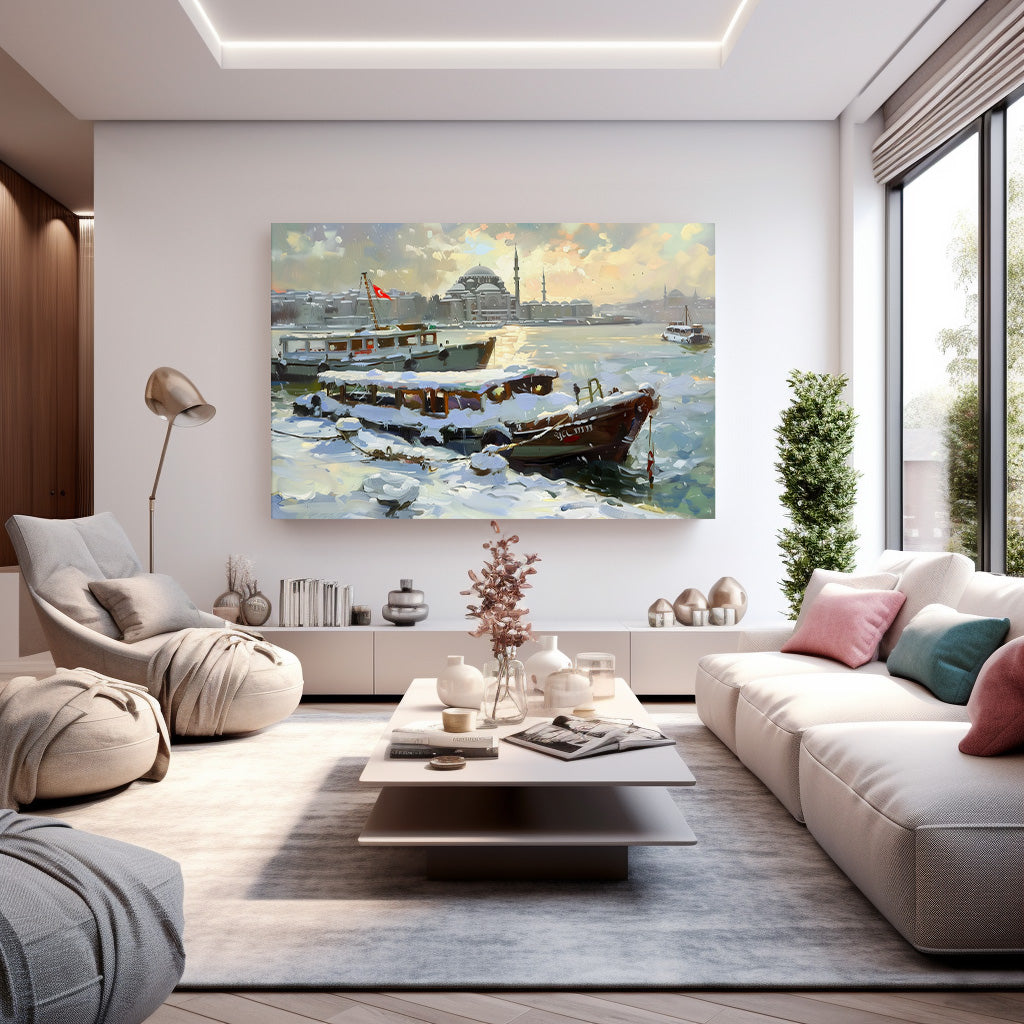 Karlı İstanbul kanvas tablo — farklı açıdan görünüm