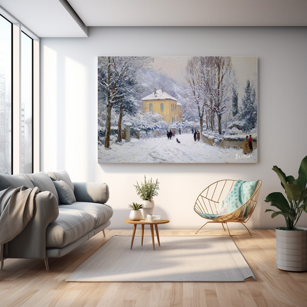 Karlı Köy Yolu 2 kanvas tablo — farklı açıdan görünüm