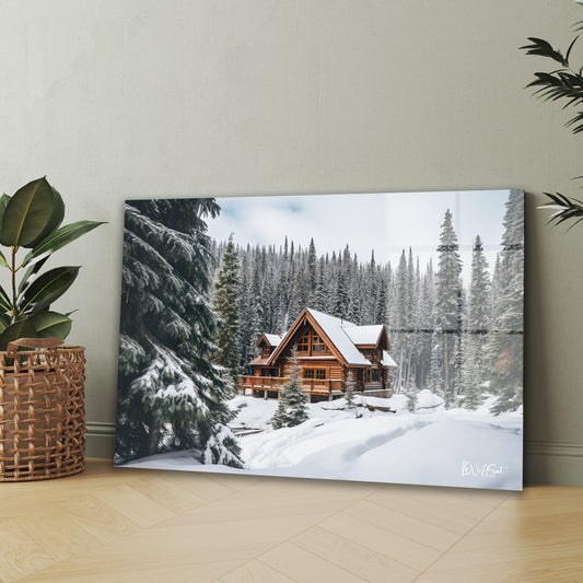 Karlı Orman Evi 5 cam tablo — iç mekân uygulama örneği