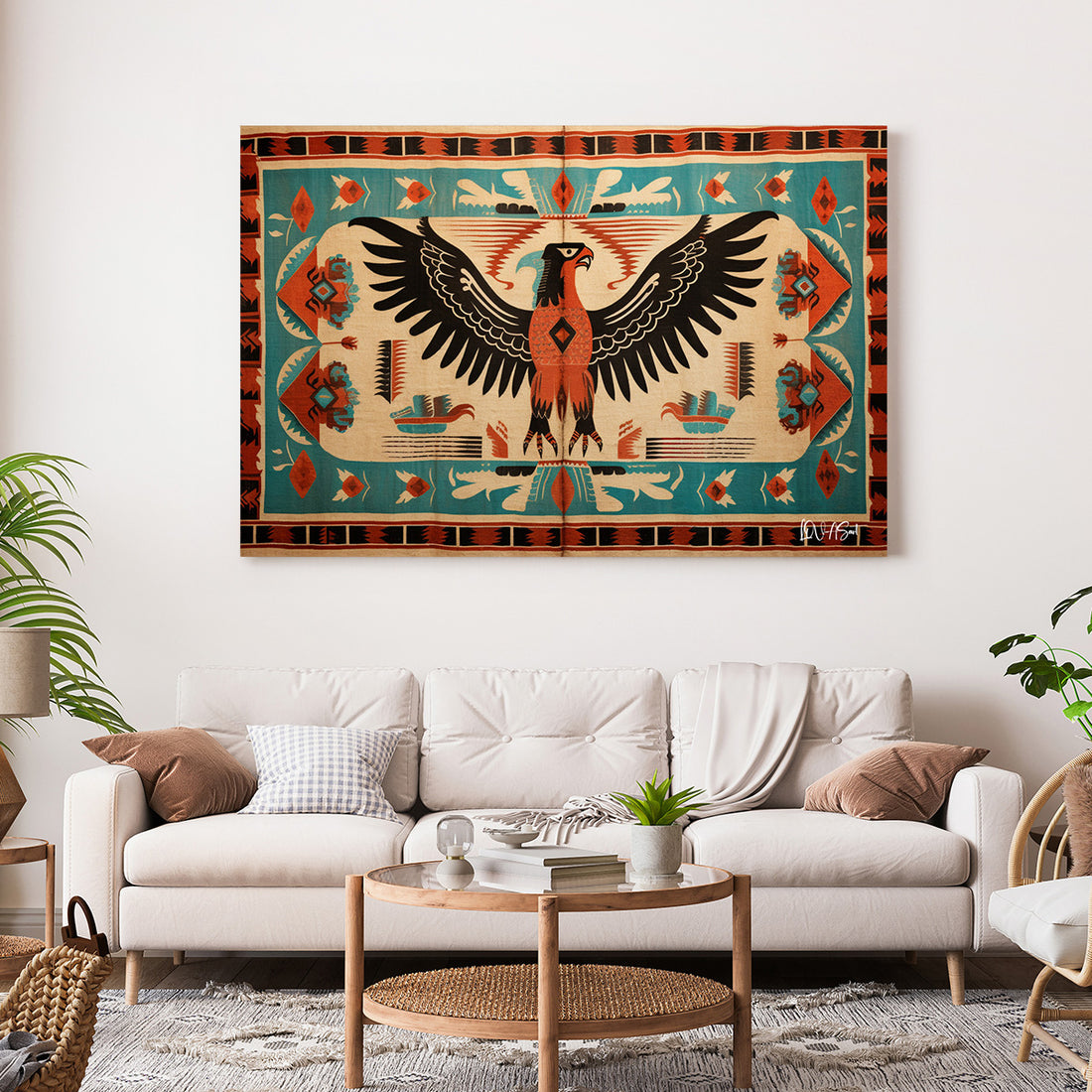 Kartal Desenli Kilim kanvas tablo — farklı açıdan görünüm