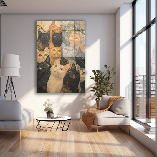 Kedi Kalabalığı cam tablo — farklı açıdan görünüm